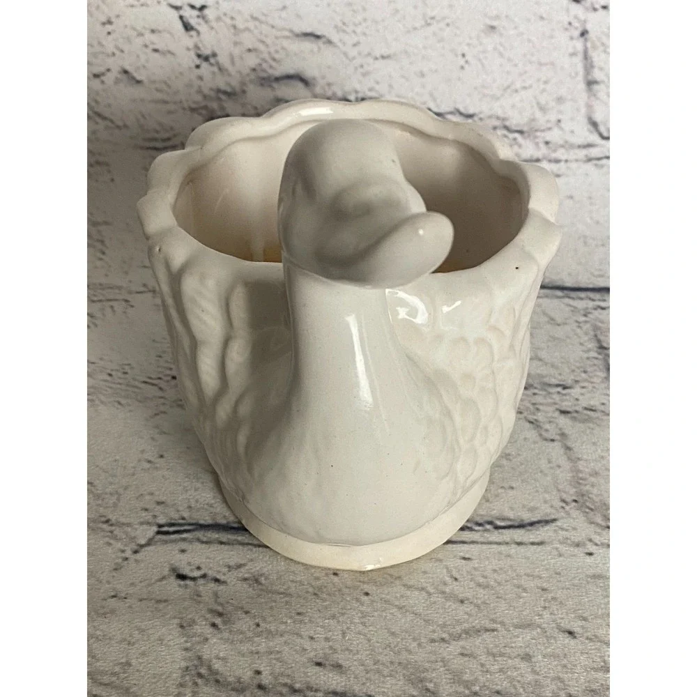 Vintage‎ Ceramic White Swan Succulent Planter Trinket Bowl 6